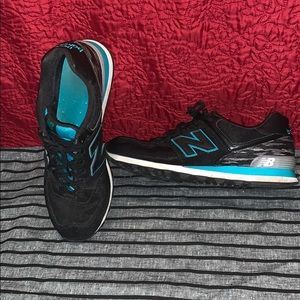 New Balance 574’s with black/teal/Camo